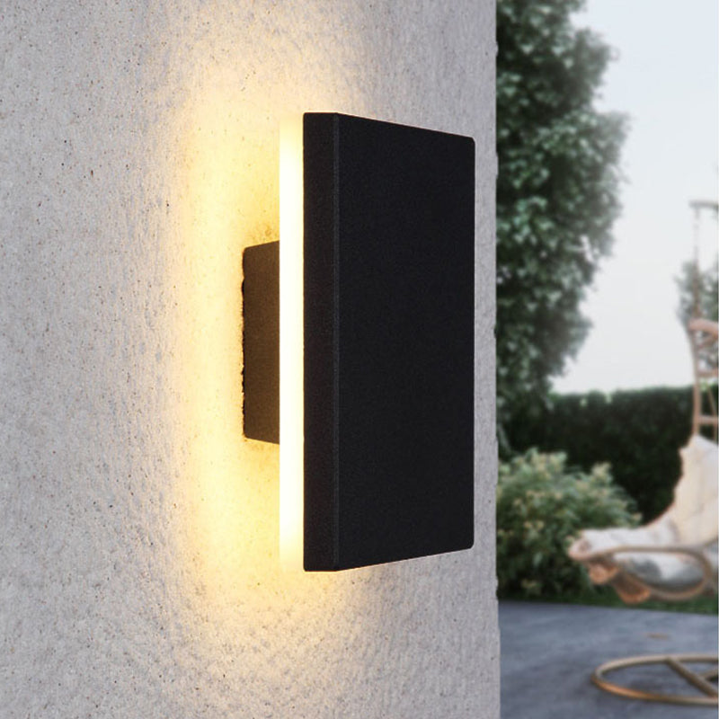 Modern LED Outdoor Wall Light - White/Black Metal for Garden