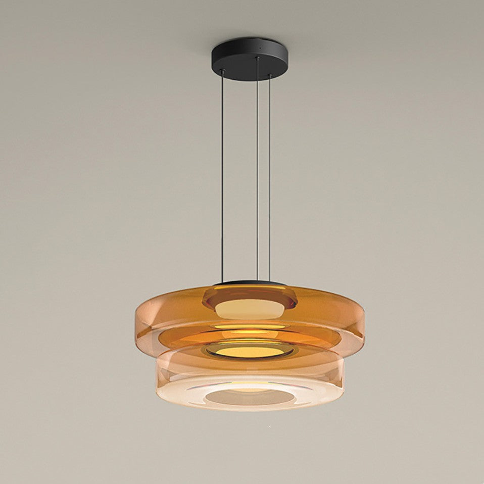 Contemporary Glass Pendant Light | Adjustable Hanging Cable & LED Bulbs | 12W