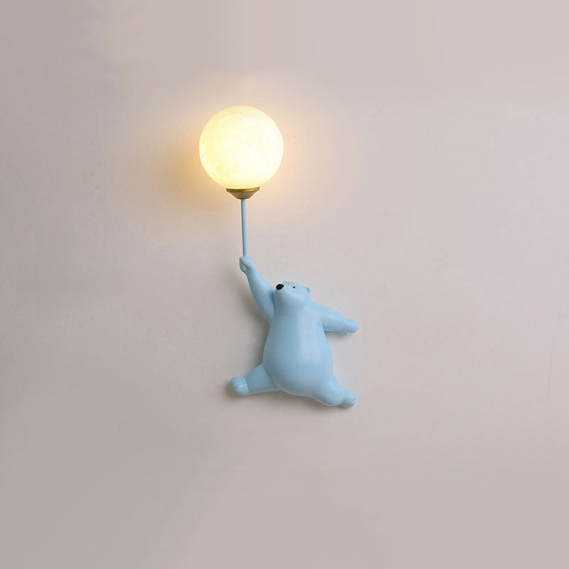 Arisha Design White Bear LED Wall Light for Kids' Rooms and Bedrooms