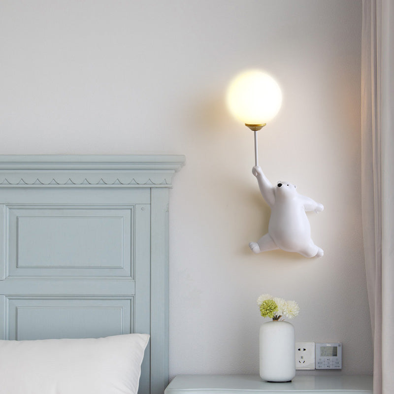 Arisha Design White Bear LED Wall Light for Kids' Rooms and Bedrooms