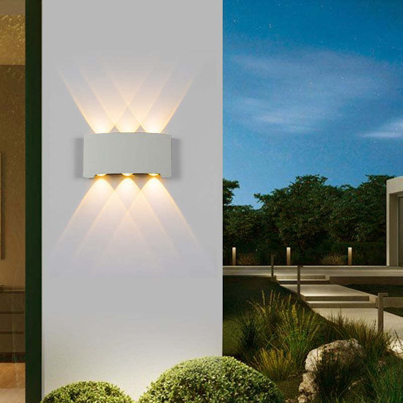 Ray Contemporary Rectangle LED Outdoor Wall Light - White Metal for Patios