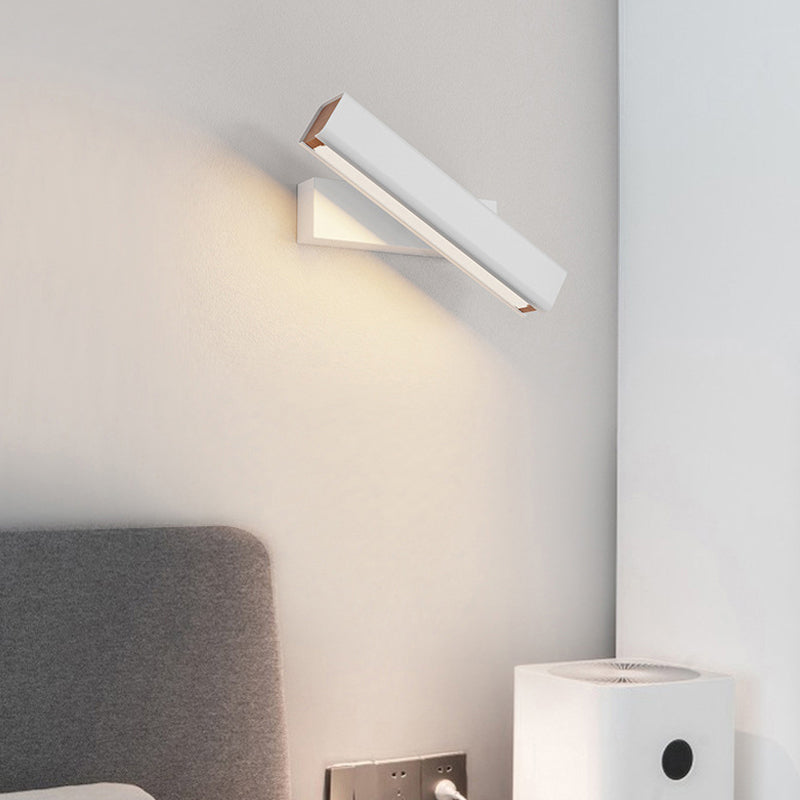 Arisha Contemporary Rotatable LED Wall Light - Rectangular Metal/Wood Design for Living Room
