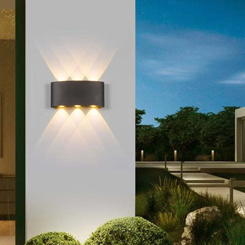 Ray Contemporary Rectangle LED Outdoor Wall Light - White Metal for Patios