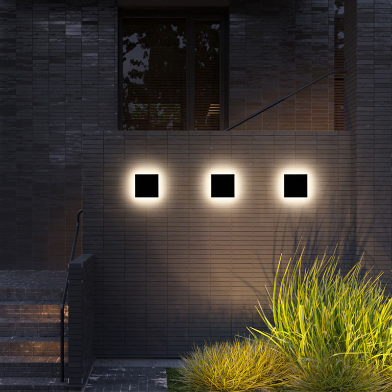 Modern LED Outdoor Wall Light - White/Black Metal for Garden