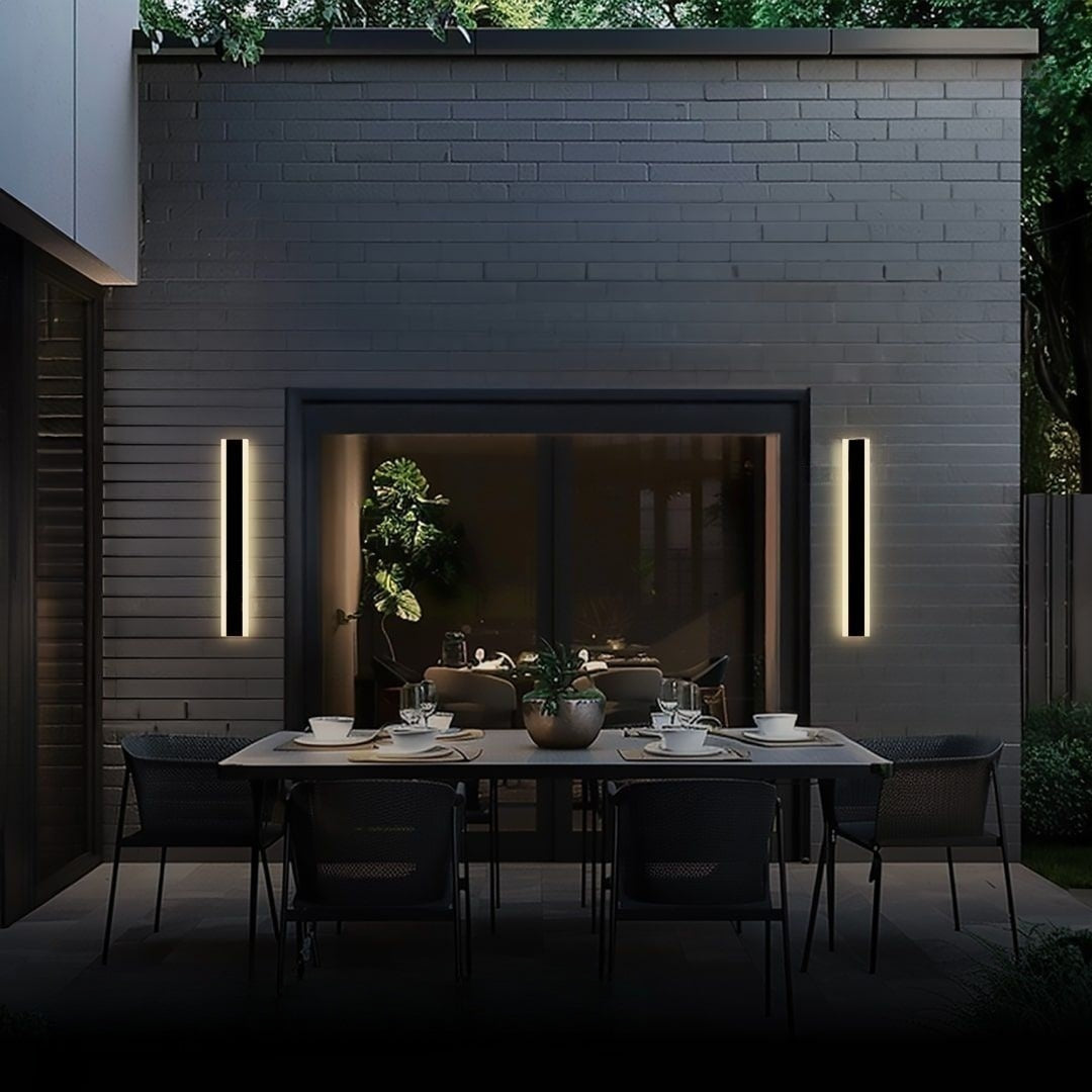 Arisha Contemporary Linear Outdoor Wall Light - Metal and Acrylic for Garden and Hall