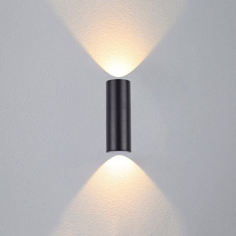 Ray Contemporary Double-Head LED Wall Light - Black Outdoor Metal & Glass