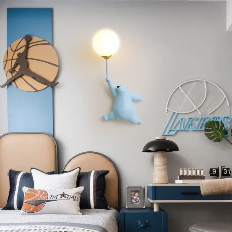 Arisha Design White Bear LED Wall Light for Kids' Rooms and Bedrooms