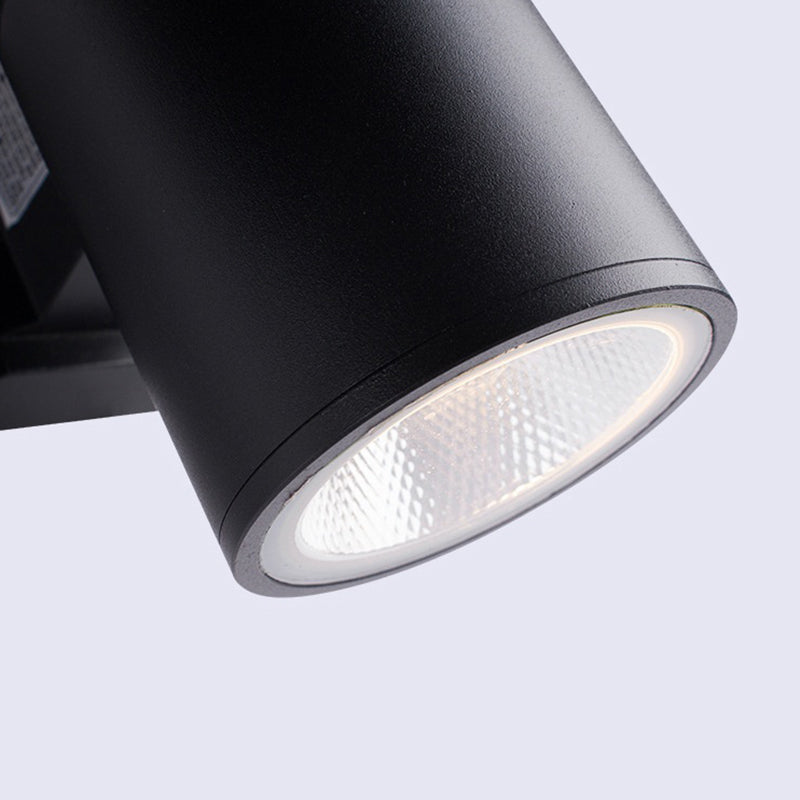 Ray Contemporary Double-Head LED Wall Light - Black Outdoor Metal & Glass