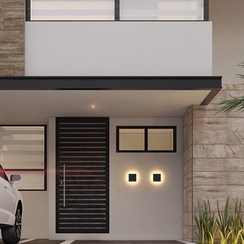 Modern LED Outdoor Wall Light - White/Black Metal for Garden
