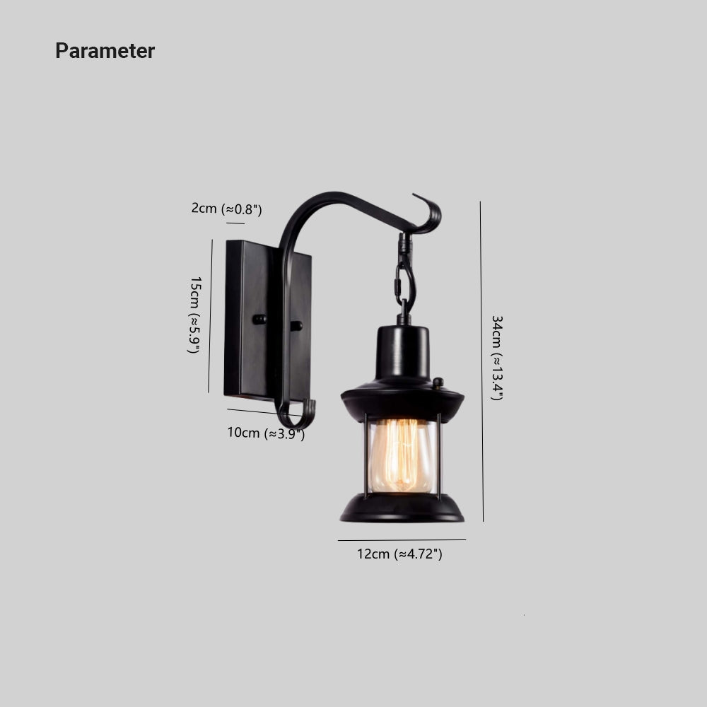 Silva Vintage Industrial Wall Lamp - Black and Bronze Metal/Glass for Indoor Use