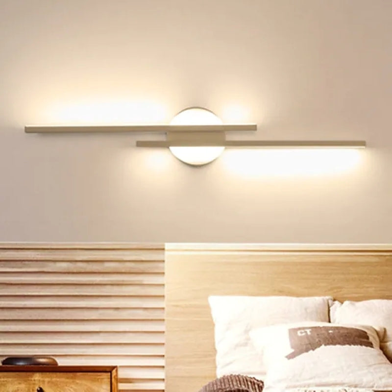 Arisha Contemporary Twin Linear LED Wall Light - Black and White Metal for Bedroom