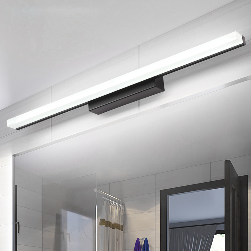 Arisha Black Linear Wall Lamp with Mirror for Indoor Bathroom