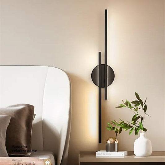 Arisha Contemporary Twin Linear LED Wall Light - Black and White Metal for Bedroom