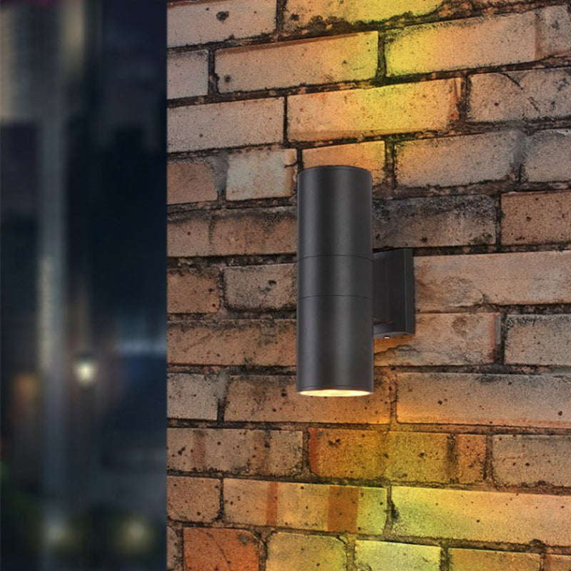 Ray Contemporary Double-Head LED Wall Light - Black Outdoor Metal & Glass