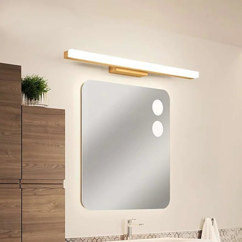 Arisha Contemporary Linear LED Wall Light for Bathroom and Living Room - Wood Finish