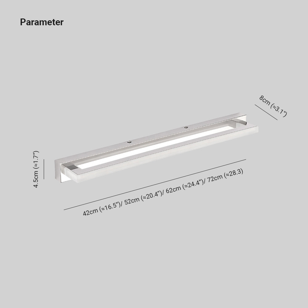 Arisha Rectangular LED Wall Light with Mirror for Bedroom - Metal and Acrylic Design
