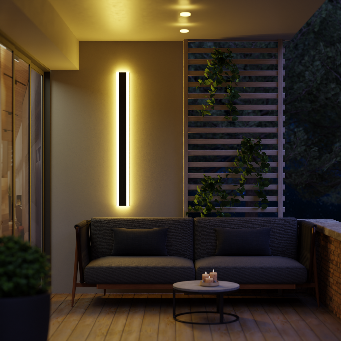 Arisha Contemporary Linear Outdoor Wall Light - Metal and Acrylic for Garden and Hall