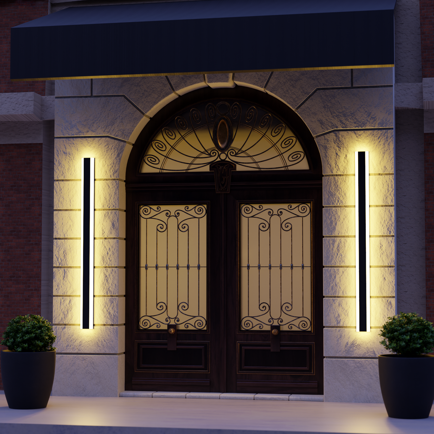 Arisha Contemporary Linear Outdoor Wall Light - Metal and Acrylic for Garden and Hall