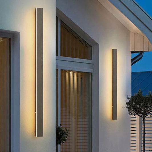 Ray Contemporary Linear Outdoor Wall Light - Metal and Acrylic for Garden and Hall