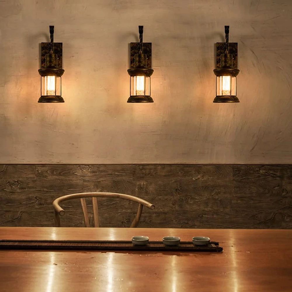 Silva Vintage Industrial Wall Lamp - Black and Bronze Metal/Glass for Indoor Use