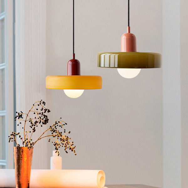 Vibrant Bauhaus-Inspired Glass Pendant Light