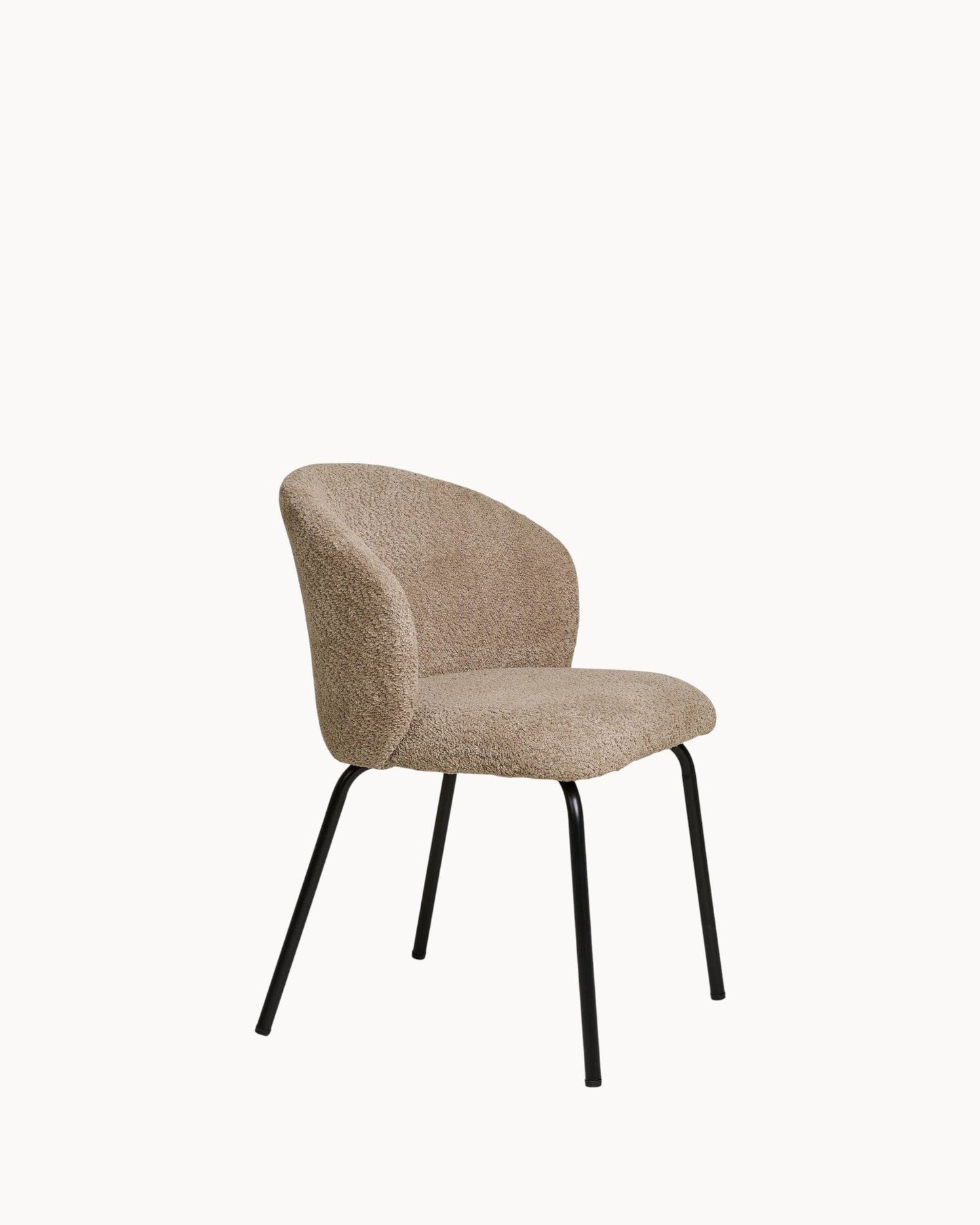 Beige Bouclé Safira Dining Chair with Black Steel Legs