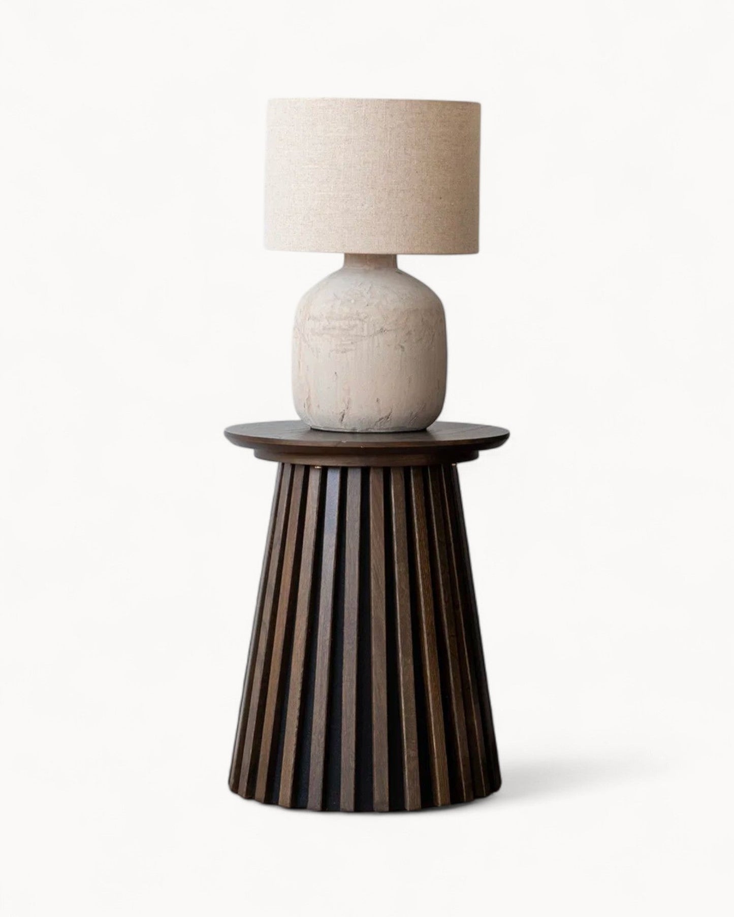 Light Brown Stone-Look Ceramic Table Lamp with E27 Socket