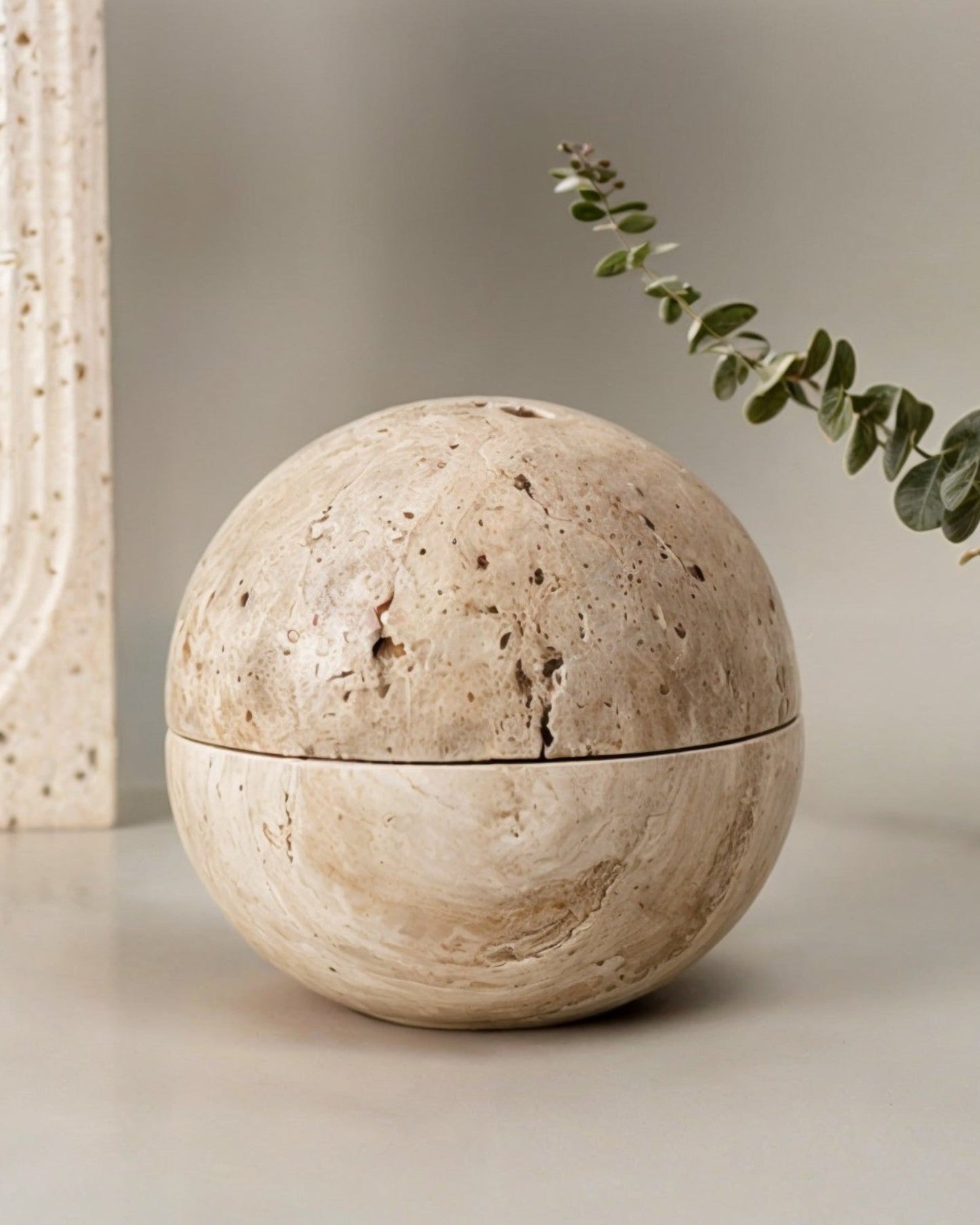 Handcrafted Beige Travertine Incense Holder – Wabi Sabi Natural Stone Design