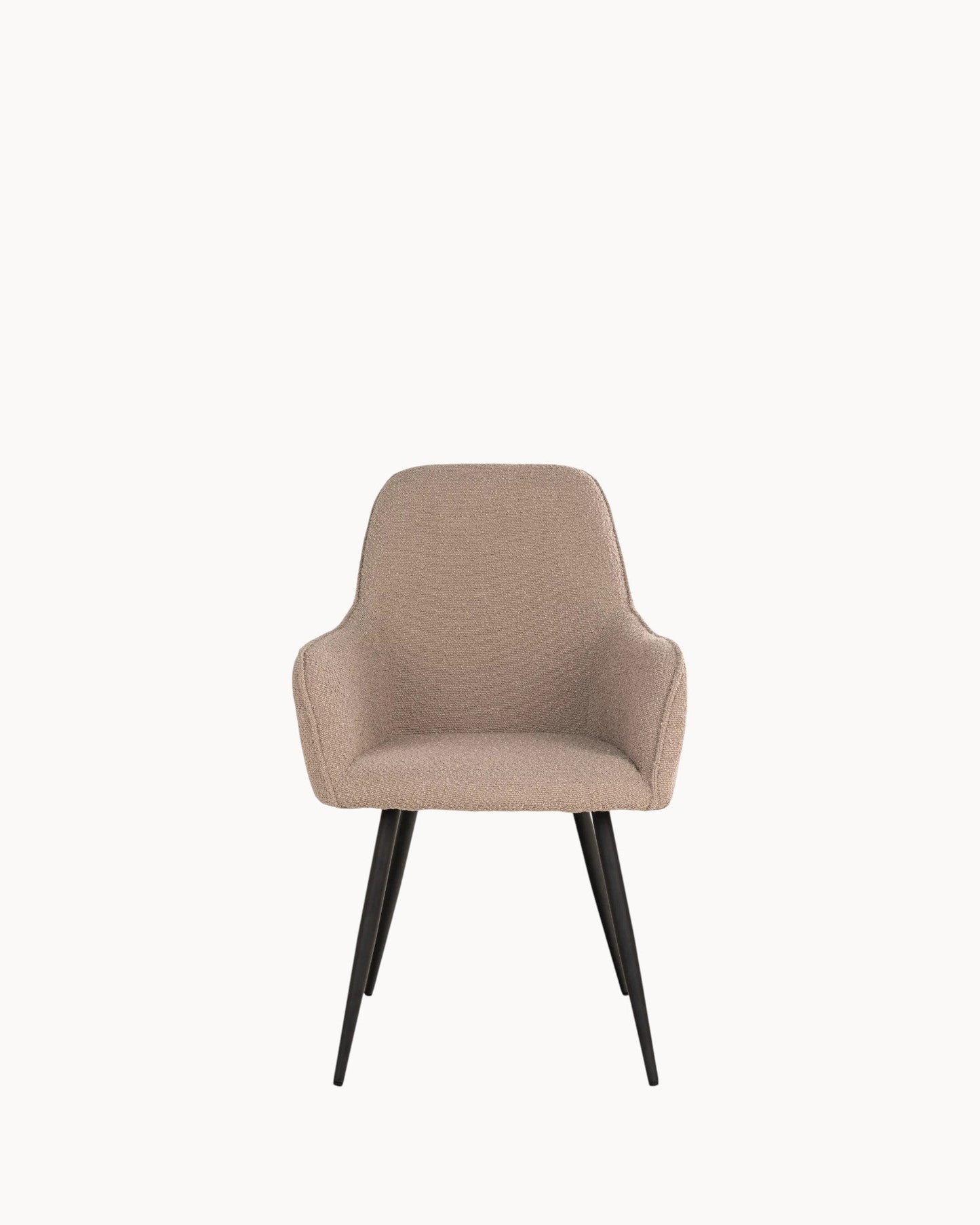 Harbo Bouclé Beige Dining Chair with Black Metal Legs