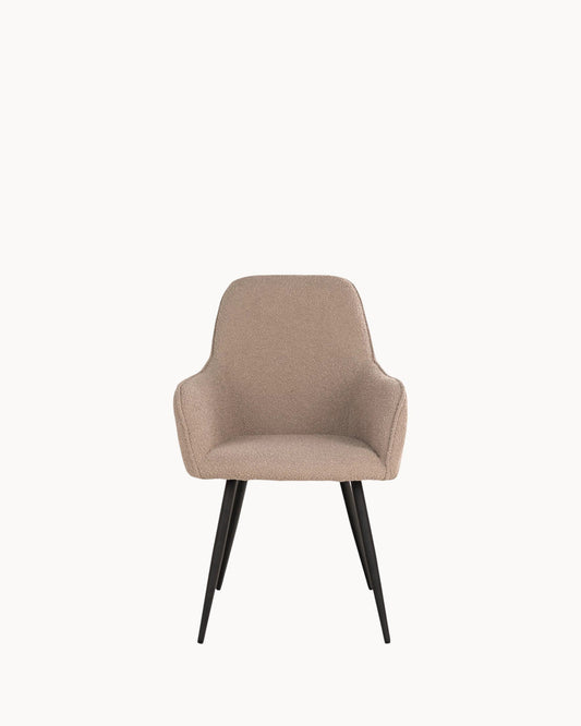 Harbo Bouclé Beige Dining Chair with Black Metal Legs