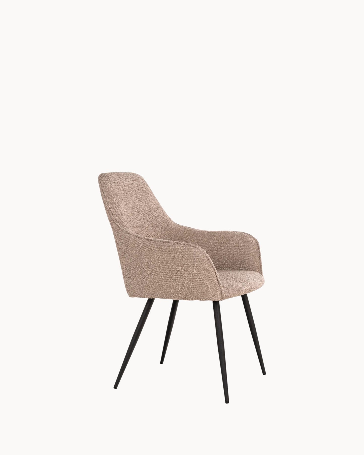 Harbo Bouclé Beige Dining Chair with Black Metal Legs