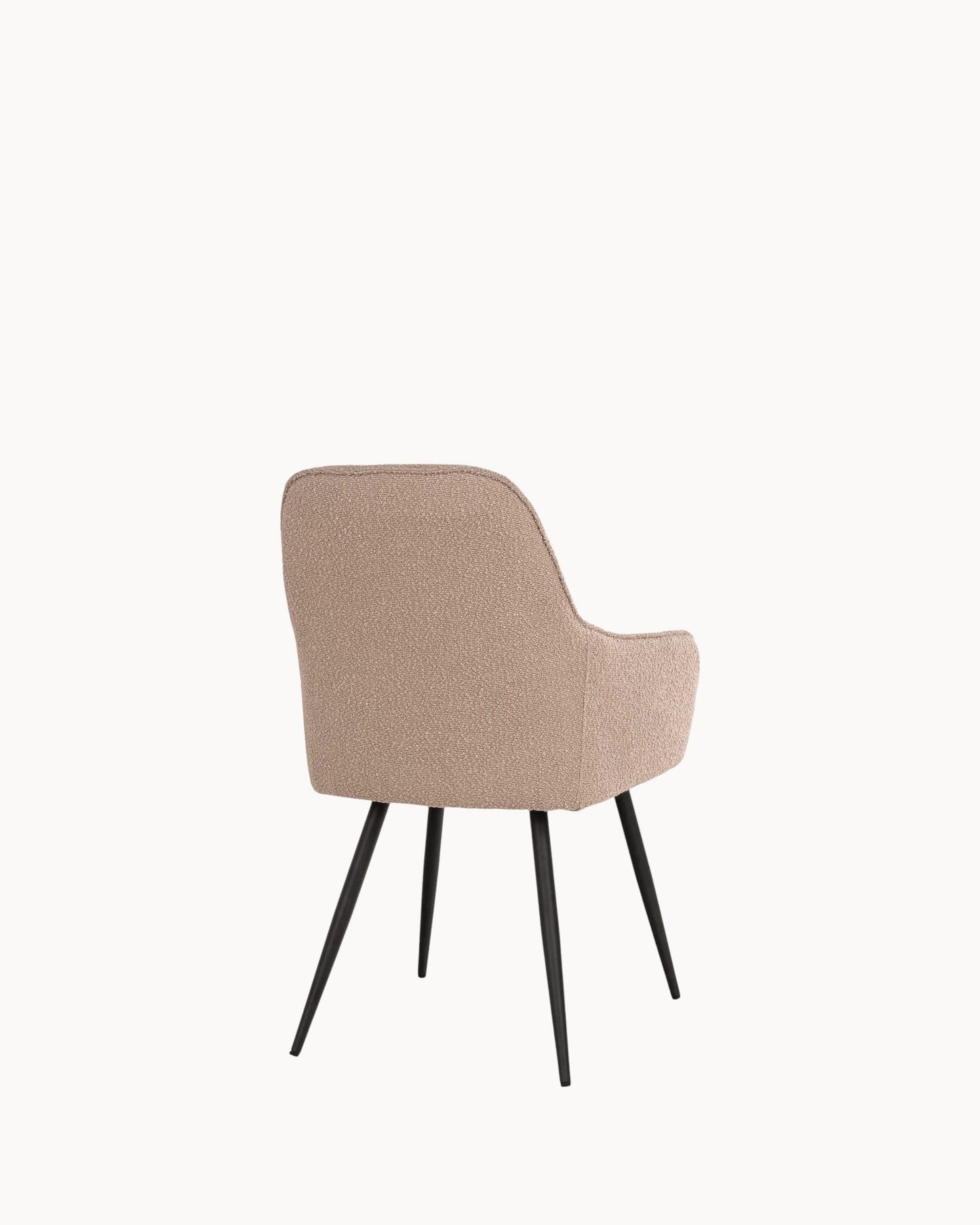 Harbo Bouclé Beige Dining Chair with Black Metal Legs