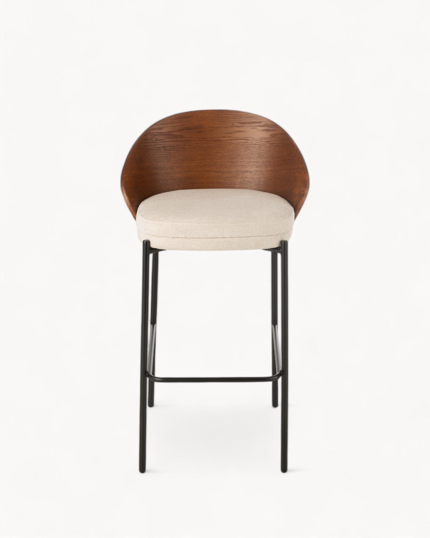 J-Line Lone Bar Stool – Plywood & Metal – Brown & Beige – 97.8 cm