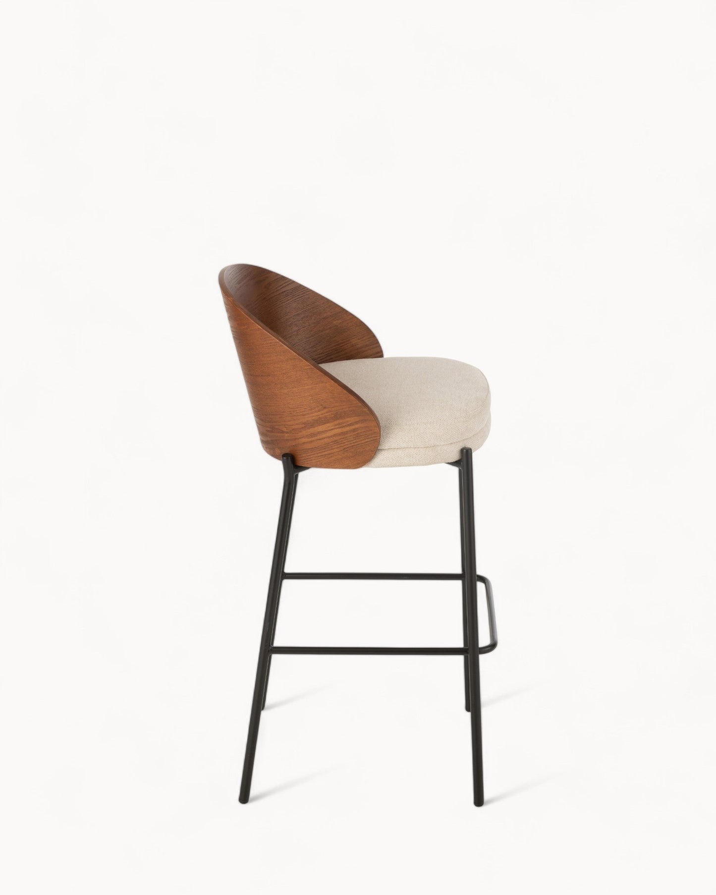 J-Line Lone Bar Stool – Plywood & Metal – Brown & Beige – 97.8 cm