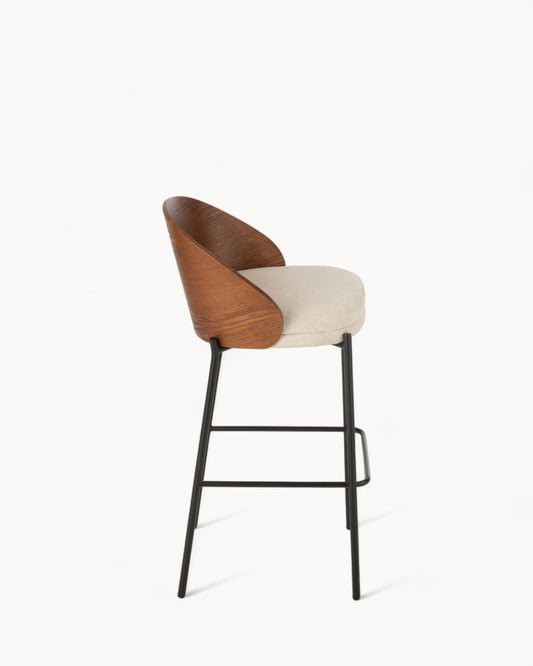 J-Line Lone Bar Stool – Plywood & Metal – Brown & Beige – 97.8 cm