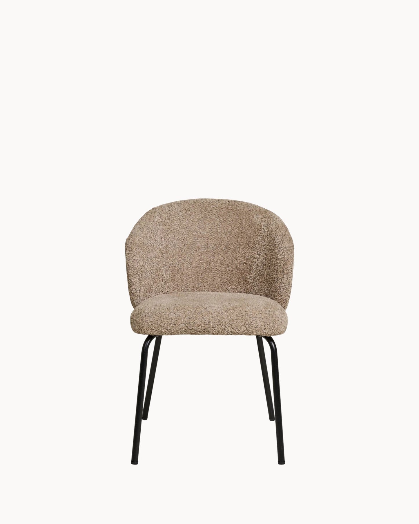 Beige Bouclé Safira Dining Chair with Black Steel Legs