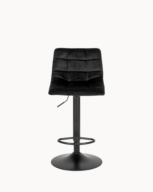 Middelfart Adjustable Bar Stool – Black Velvet with Metal Frame