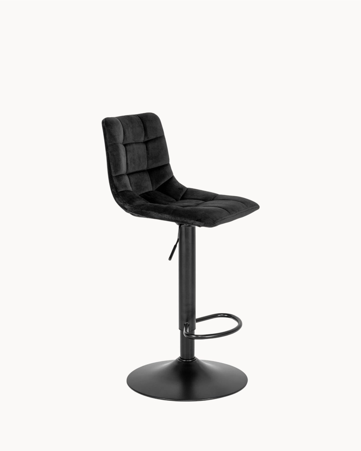 Middelfart Adjustable Bar Stool – Black Velvet with Metal Frame