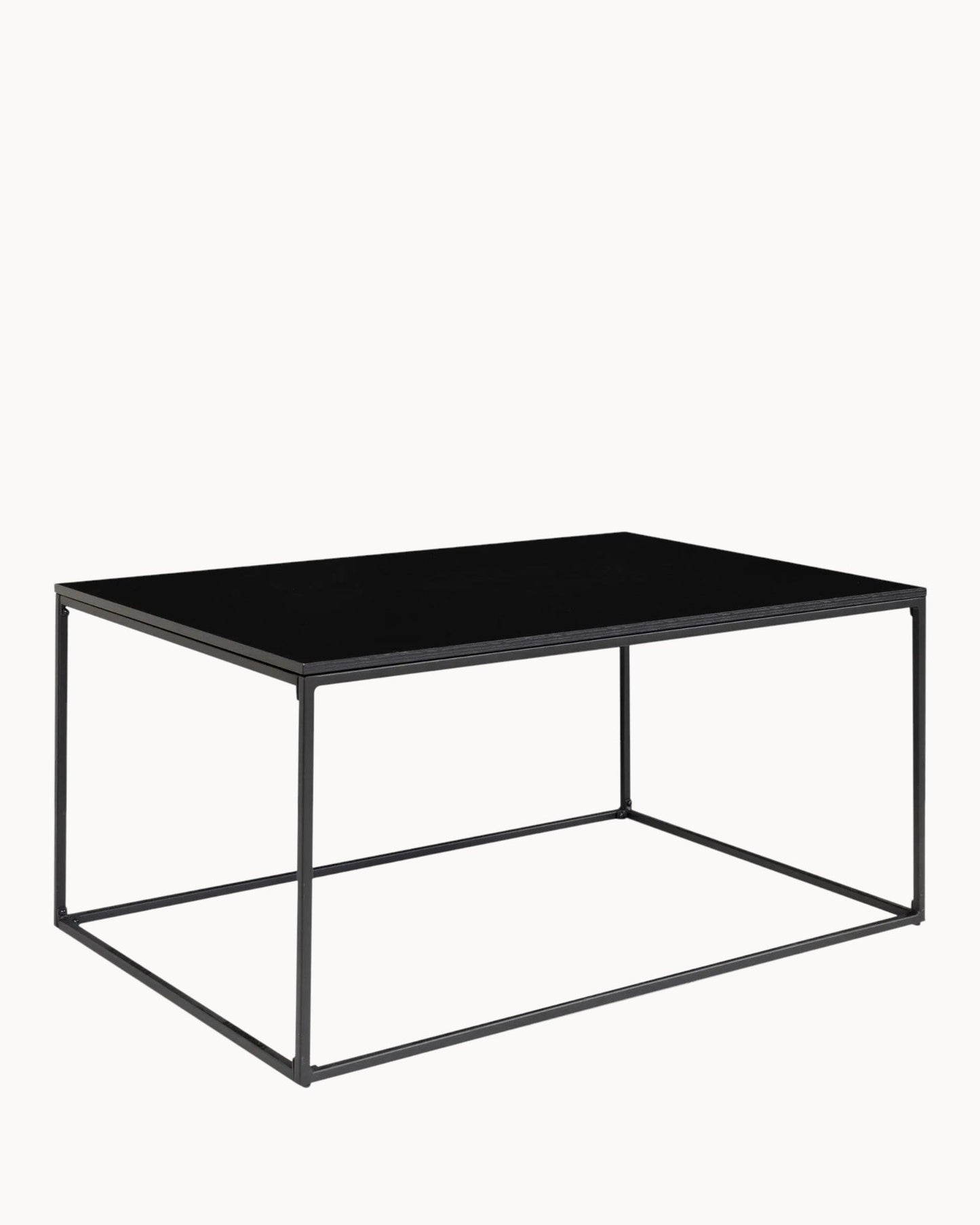 Vita Black Coffee Table with Metal Frame – 60x90x45 cm