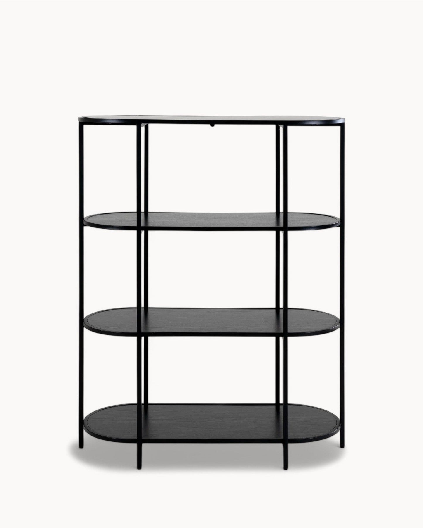 Vita Regal Oval Shelf Unit – 4 Shelves, Black Metal Frame, 85x36x111 cm