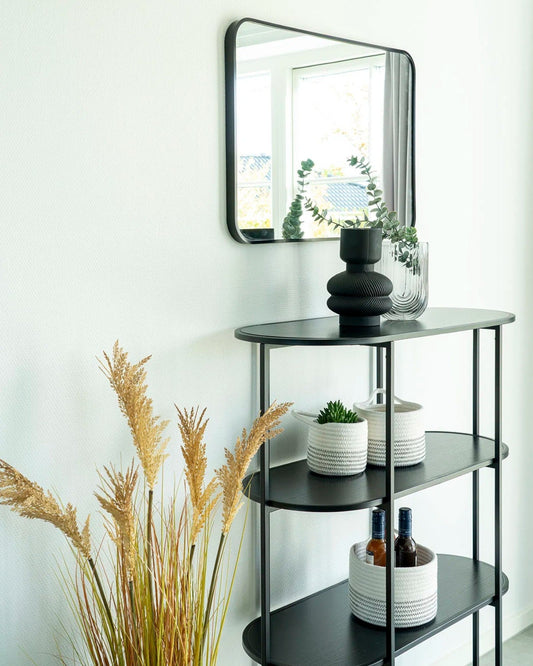 Vita Regal Oval Shelf Unit – 4 Shelves, Black Metal Frame, 85x36x111 cm
