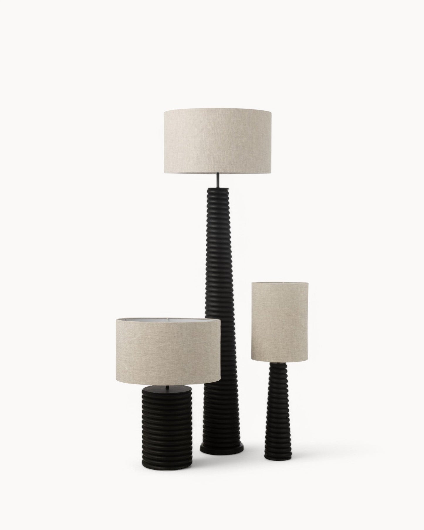 J-Line Ailanthus Wood Table Lamp – Black/Grey Thread – 70 cm – E27