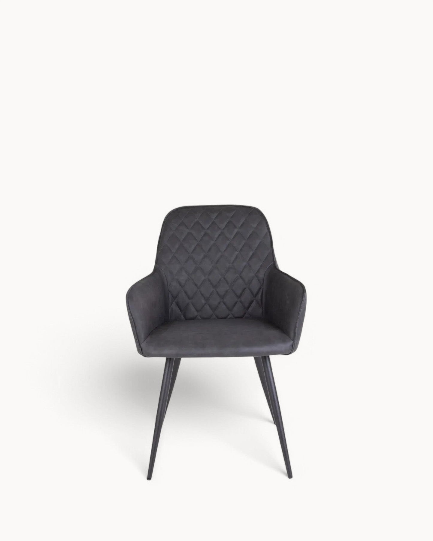 Dark Gray PU Leather Dining Chair with Black Metal Legs