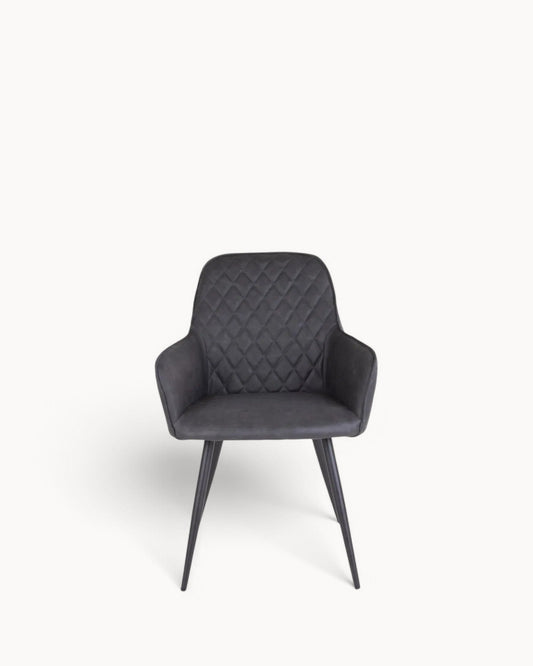Dark Gray PU Leather Dining Chair with Black Metal Legs
