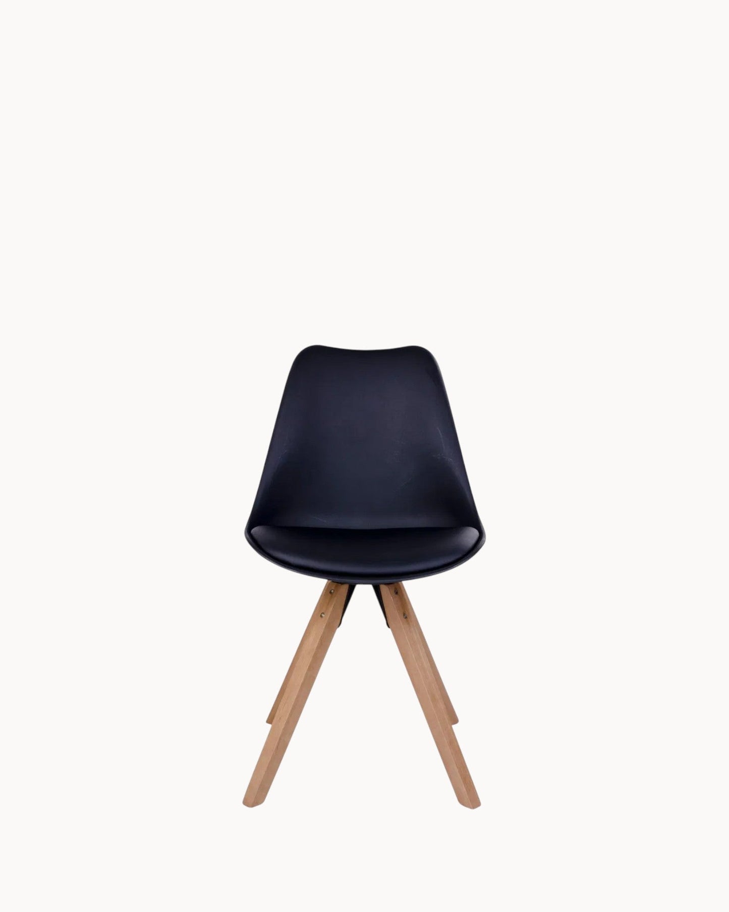 Bergen Dining Chair – Black PU Leather Upholstery and Natural Wood Legs