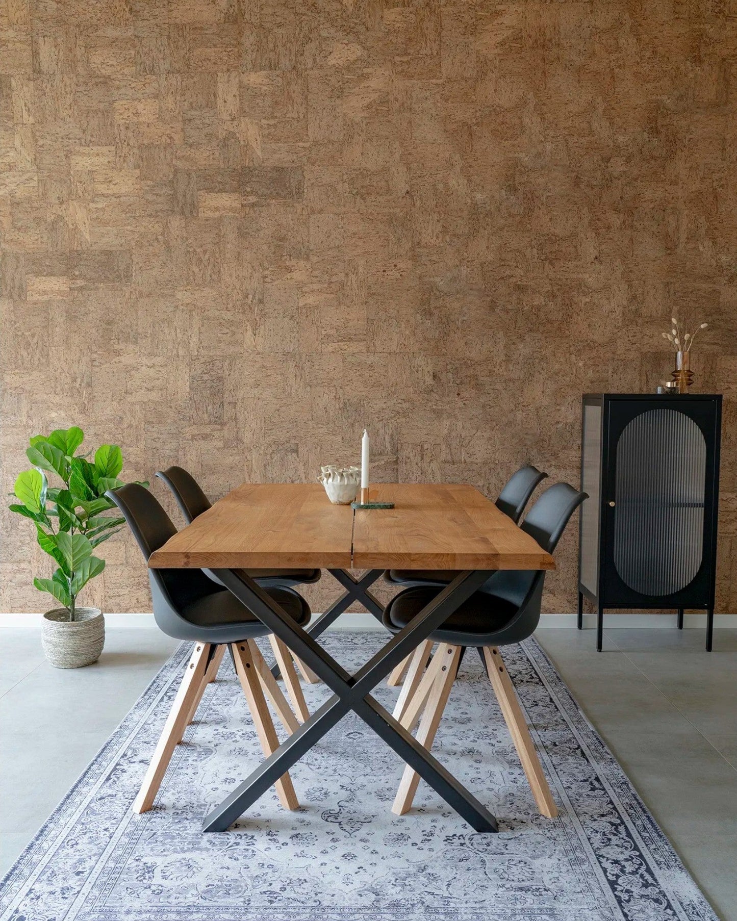 Bergen Dining Chair – Black PU Leather Upholstery and Natural Wood Legs