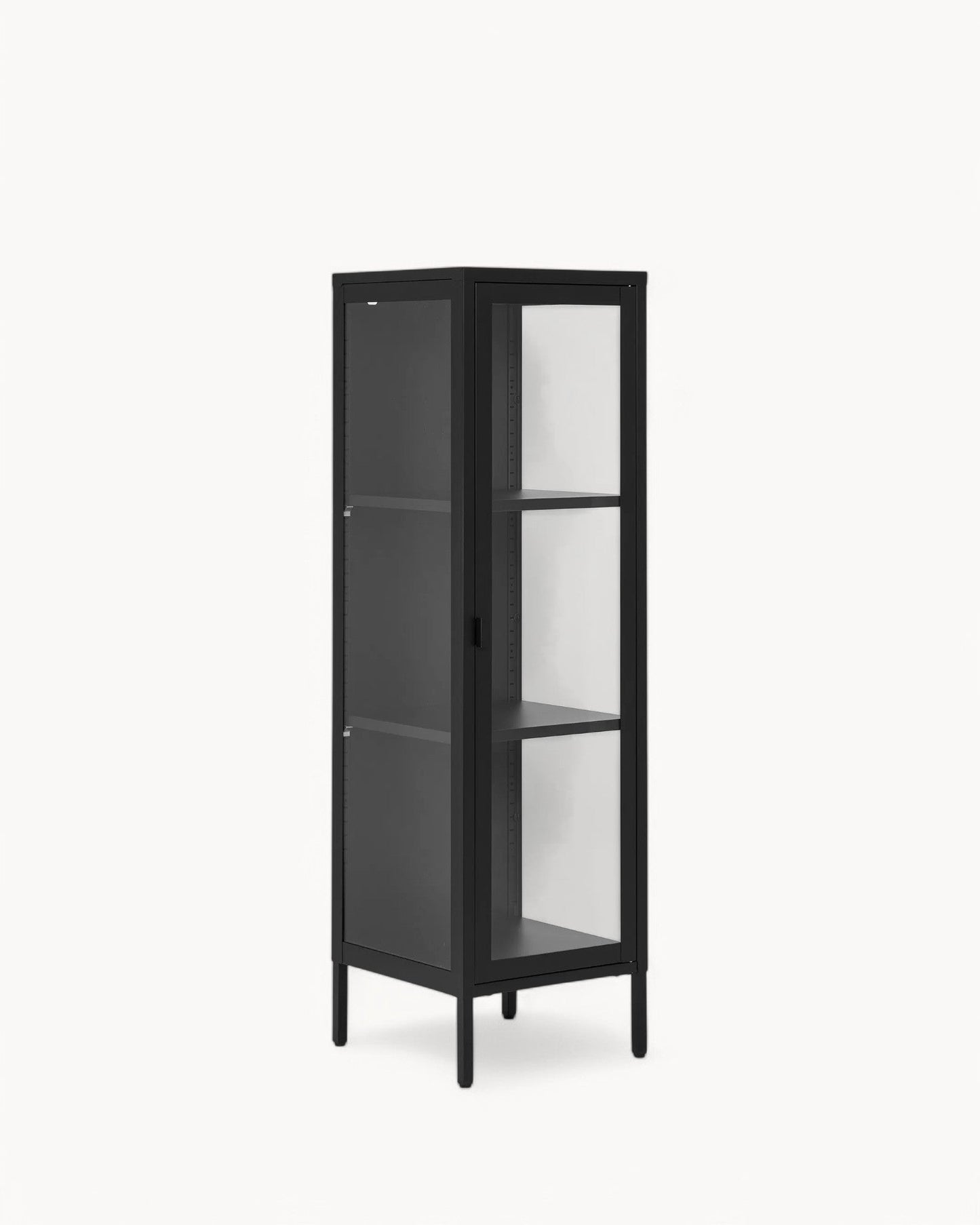 Brisbane Slim Display Cabinet – Black Metal and Glass