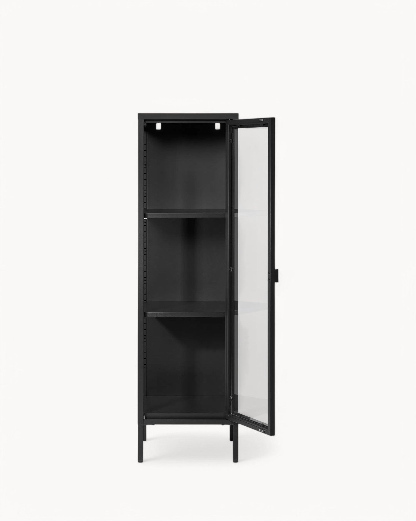 Brisbane Slim Display Cabinet – Black Metal and Glass
