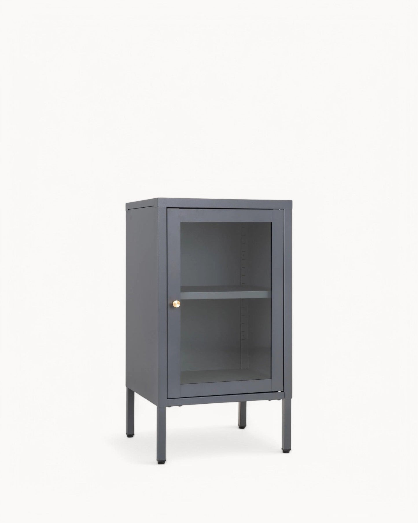 Dalby Gray Metal Cabinet with Glass Door – Modern Design – 38x35x70 cm