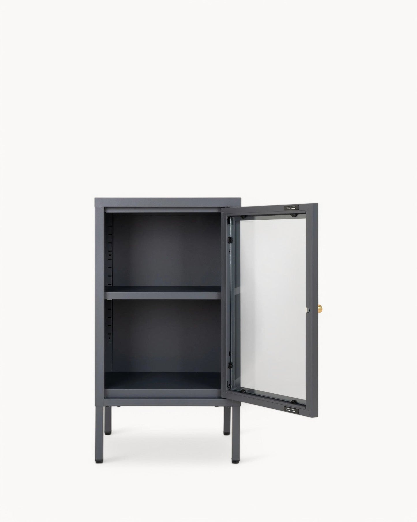 Dalby Gray Metal Cabinet with Glass Door – Modern Design – 38x35x70 cm